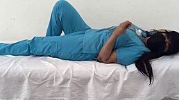 big ass nurse gives herself a massage in hospital