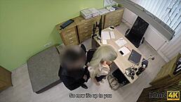 Busty Blonde Blanche Fucked by Loan Agent in Office