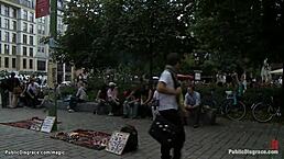 German babe faces raw humiliation on public streets.