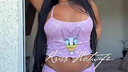 Naked Wife Dances With Long Hair And Big Tits At Night Club