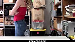 Guard disciplines shoplifting teen in garage 😏