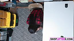 Two teen shoplifters caught and punished with hard cocks at work