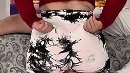 curvy latina stepmom kneels for a messy homemade finish. her big assets drive wild cravings!