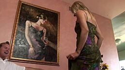 That beautiful blonde mom in fishnets getting fingered and licked