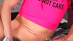 Stepmom Cherie DeVille rubs Judy Jolie's hairy beaver playfully