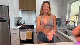 Cheating with rock paper scissors to fuck girlfriend's roommate River Lynn in dorm