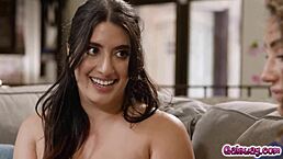 friends arabelle raphael and sarah arabic having hot lesbian sex on the sofa with cunilingus and rimjob