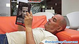 small teen rides old man's cock 😈