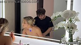 Chatting with pretty blonde and big natural tits