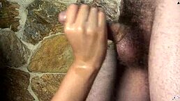 Colombian Curvy Amateur Gives Hot Handjob with Cum Dripping from Long Black Nails for Big Finish