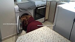 Silly latina maid gets stuck in washing machine.