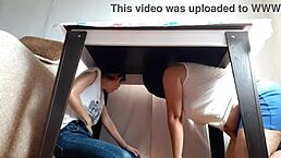 we sneak under table for secret lesbian playtime fun.
