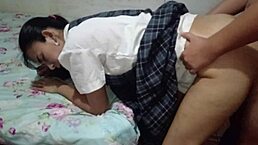 Colegiala sneaks into room for steamy sex session