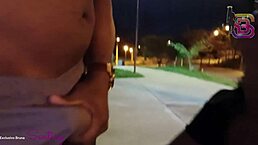 Bruna Santiny sucks a big cock in the public square