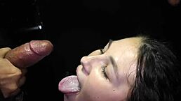 Liz sucks hard at gloryhole for monster cock cum. What a liquid lunch!