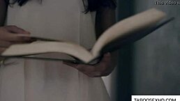 Teen brunette dominated by bold older guy in doggystyle.