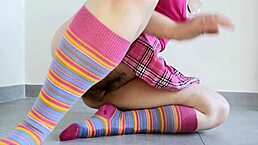 Student with Hairy Holes and Big Ass Pisses Long in Various Poses