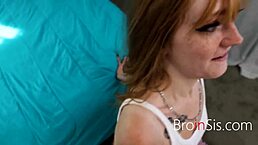 Freckled girl teases step brother with nudes, he can't wait to fuck her hard.