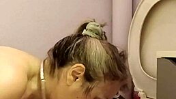 European housewife bound and spanked in toilets 😈