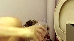 European housewife bound and spanked in toilets 😈