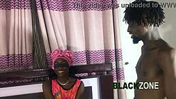 Ebony Step Sister Enjoys Taste Game Fun with Step Brother in Close-Up