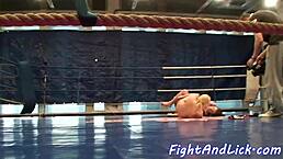 European dykes are wrestling on the floor