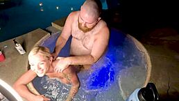 Hot tub fun with cheating blonde wife Deliah Grace