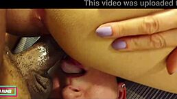 Young brazilian girl fucks milf in doggystyle close-up.