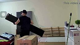 I Made My Boyfriend A Cuckold And Fucked The Moving Helper At Home With Ass Worship