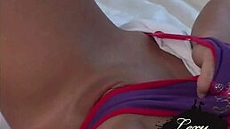 lexy lohan subtly rubs and fingers her pussy on the bed