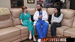 behind the scenes at lesbian clinics of america with ditria rose in anal play