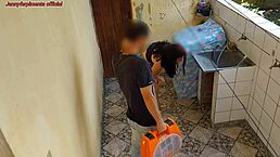 the hotwife bounces on the plumber's cock.