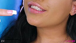 Cute teen 18+ brunette shows sexy body in photoshoot