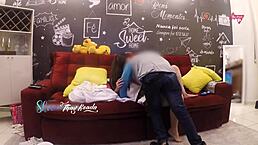 Hot Wife Thay Ksada Seduces Delivery Man for Sofa Sex with Big Natural Tits