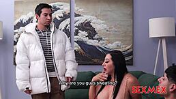 Blackmailing mom Kari Cachonda gives blowjob to black guy!