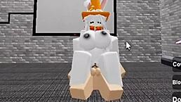 Slutty roblox bunny girl sneaks in boys locker room then gets fucked