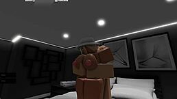 Roblox girlfriend rides monster cock with big tits bouncing in bedroom