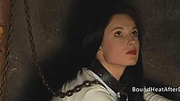 Submissive lesbian slave with big boobs gets whipped hard. Her dominant madame shows no mercy!