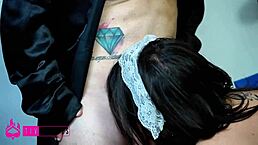 Can the hot maid resist the boss's advances while cleaning?