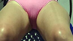 Rubbing suncream on tits and public sunbathing