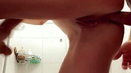 Skinny Babe's Tight Ass Fucked in Bathroom, Filled with Anal Creampie