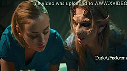 demon squirts milk in nurse's mouth during rough hospital sex