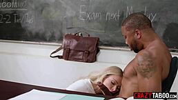 Petite 18+ Blonde Student Emma Hix Sucks and Fucks Huge Black Cock Teacher