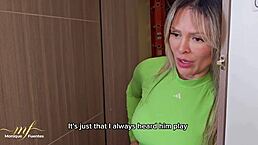 Musical Neighbor Monique Fuentes Gets Mouthful of Cum. Cuckold Husband Leaves Milf in Sticky Mess.