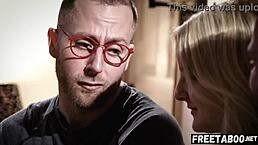 freaky neighbors take advantage of teen eliza eves in a threesome creampie