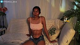 Amateur ebony woman masturbates with dildo to orgasm