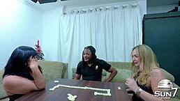 Blonde And Brunette Sluts Bet Bodies In Intense Domino Punishments Game