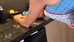 Cleaning lady skips chores to swallow my huge cock in wild doggystyle and deepthroat action. She takes every drop!