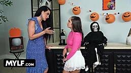 Halloween Surprise - Milf and I Dress Slutty for Stepson Fun