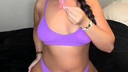 Amateur slut teases with solo toy play in pov